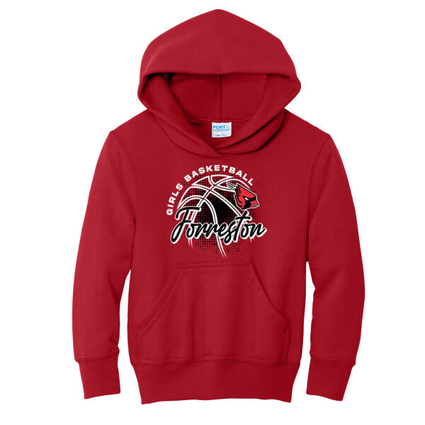 Lady Cardinals Basketball 2026 Logo 2 - Youth Core Fleece Pullover Hooded Sweatshirt Thumbnail
